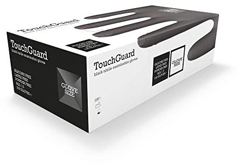 TouchGuard Black Einweg-Nitrilhandschuhe, Puderfrei und Latexfrei, Karton mit 100 Stück, Größe S