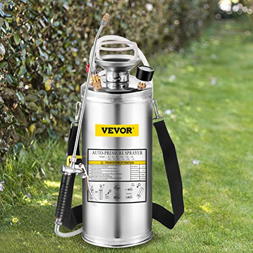 Happybuy Spruzzatore 6L in Acciaio Inossidabile, Spruzzatore Manuale a Pompa, Spruzzatore da Giardino Rinforzato a Pressione da 3,3 Pollici, Spruzzatore per Giardinaggio Domestico Pulizia del Terreno