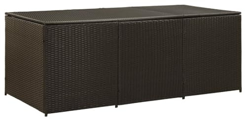 vidaXL Gartenbox Auflagenbox Kissenbox Kiste Gartentruhe Truhe Box Aufbewahrungsbox Auflagenkiste Garten Poly Rattan 180x90x70cm Braun