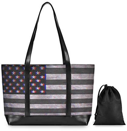 FANTAZIO Laptop-Tasche mit Sternen und Streifen, passend für 39,6 cm (15,6 Zoll) Laptops, leichte Canvas-Tasche, Schultertasche