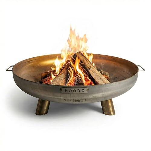 MOODZ Outdoor Living Cesta de Fuego de Acero Inoxidable - Cesta de Fuego de jardín - Cesta de Fuego de Exterior y Barril de Fuego - Cesta de Fuego de Acero Inoxidable (Ø100 cm RVs F&H)