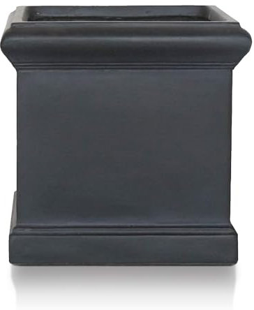 IDEALIST 35cm Square Planter | Victorian Black Slate Effect Reinforced Stone Flower Box | Garden Planter with Drainage Holes L35 W35 H35 cm, 42 litres