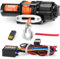 VEVOR Treuil Électrique VTT UTV Capacité de Traction 2041 kg 12 V CC, Corde Synthétique 12 Brins Φ 0,6x1188,7 cm, Guide-câble, Télécommande Sans Fil et Filaire, Étanche IP55, pour Remorquage VTT UTV