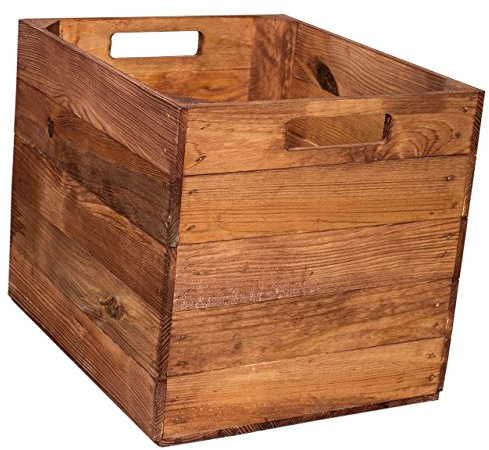 Truhenking Schöne Korbkisten aus Holz, passend für Kallax, Expedit, zum Verstauen von Schulsachen/Spielzeug, neu, 37,5x32x32,5cm (Braun)
