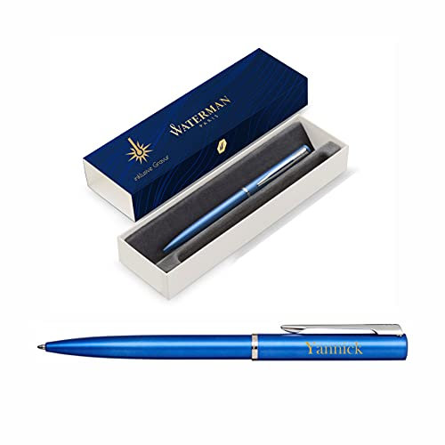 Waterman Allure Kugelschreiber mit Gravur | Geschenk für Mann und Frau | inspiriert von Pariser Mode | personalisiert | graviert | Blaue Tinte | Mittlere Spitze (Blue, Kugelschreiber)