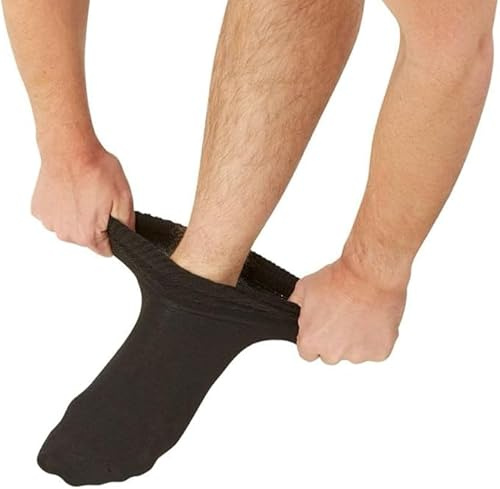 GM Apparel Men’s Diabetic Extra Wide Socks 6 Pairs – Non-Binding, Seamless Hand-Linked Toe for Swollen Feet, Oedema & Sensitive Skin – Large/Big Foot