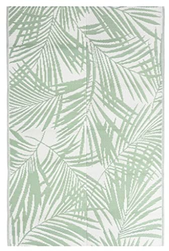 vidaXL Outdoor Teppich Doppellagiges Jacquard-Muster Balkon Terrasse Garten Außenteppich Balkonteppich Gartenteppich Terrassenteppich Grün 120x180cm PP