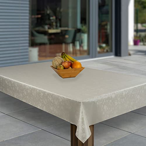 laro Wachstuch-Tischdecke Abwaschbar Garten-Tischdecke Wachstischdecke PVC Plastik-Tischdecken Eckig Meterware Wasserabweisend Abwischbar AQ, Muster:Beige geprägt Metallic, Größe:130x160