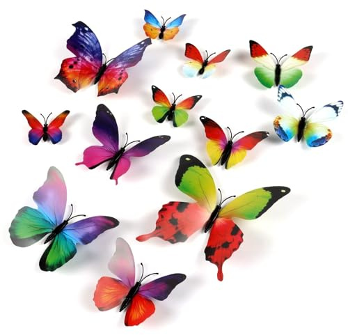 HDKAJL 72 Pegatinas 3D de Mariposas de Colores para Pared, para Decoración de Habitación