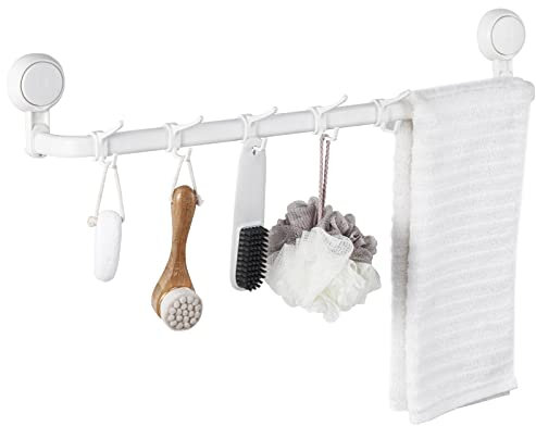 TAILI Saugnapf-Badehandtuchhalter mit 5 Haken, bohrerfreier Handtuchhalter, Abnehmbarer, strapazierfähiger Handtuchhalter für Badezimmer, Tür, Duschraum und Küchenzubehör Hängende Handtuchhalter