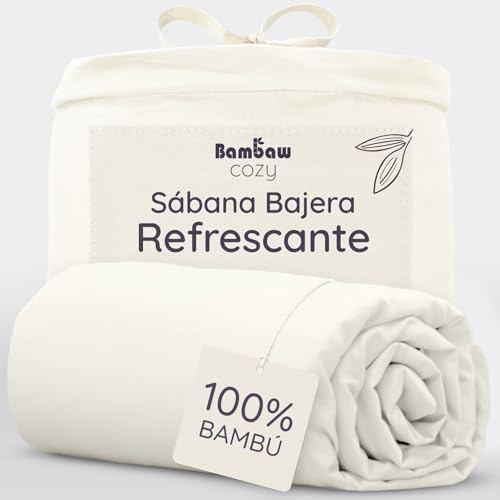 Bambaw Spannbetttuch 90x200 Bambus, 35 cm Steghöhe, Anti Milben hypoallergene Bettwäsche, kühle spannbettlaken, Spannbettlaken Sommer, Bambus Stoff Bettwäsche (Elfenbein)
