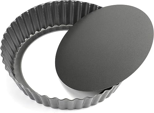 Yowlens Moule à quiche, moule à tarte, moule à tarte de 22 cm avec fond amovible, moule à tarte cannelé amovible, moule à tarte pour la cuisson de cheesecake, tartes, pizzas