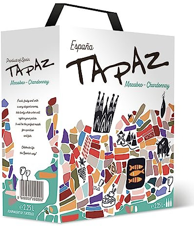 Tapaz - Weißwein Macabeo, Chardonnay in Bag in Box, aus Spanien (1 x 2,25 L)