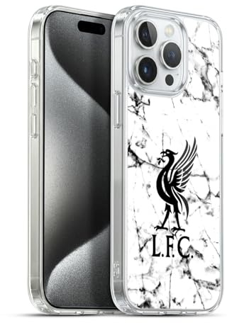 Head Case Designs Offizielle Liverpool Football Club Liver Bird Schwarz Marmor Gelhülle [Militärischer Schutzgrad] Kompatibel Mit Apple iPhone 15 Pro Max Und Kompatibel Mit MagSafe