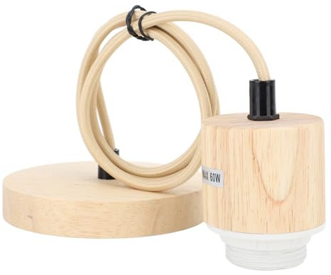 Portalampada a Sospensione in Legno E27 Lunghezza Regolabile Accessorio per Illuminazione Vintage 220V Presa Base per Lampada a Sospensione a Soffitto in Legno per Soggiorno