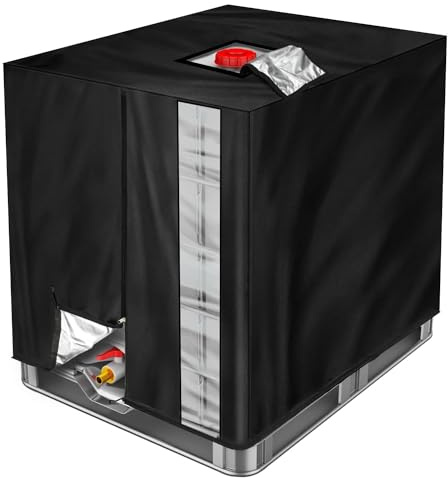 1 000 l IBC tank täckuppgradering, 1 000 l behållare presenning, tung last 420D Oxford-tyg skyddsfodral för vattentank, vattentätt skyddspresenningsskydd, regntunna (120 x 100 x 116 cm) – svart