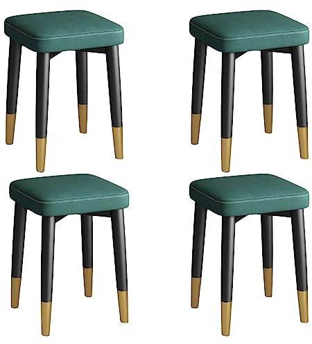 Stapelhocker-Set aus Metall, Set mit 4 stapelbaren Hockern in verschiedenen Farben mit gepolstertem Sitz, rückenfreies und stapelbares Design für Esszimmer/Zuhause – rutschfeste Fußpolster und