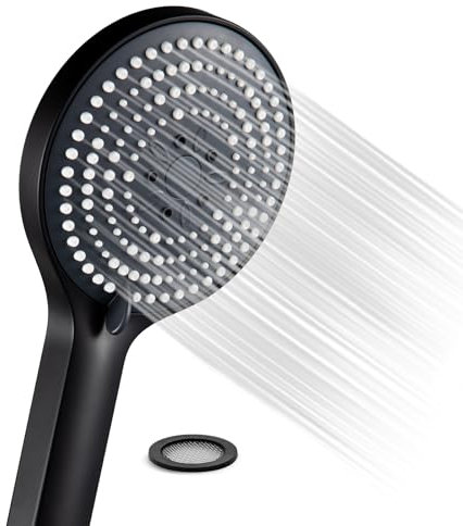 OFFO Duschkopf Schwarz, Duschkopf Groß mit 6 Strahlarten, Duschbrause für Duschkopf Wassersparend, Shower Head für Baden, Duschkopf groß xxl(Φ130mm),Duschbrause Schwarz