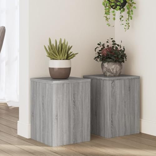 ShGaxin Pflanzenständer 2 STK. Grau Sonoma 25x25x35 cm Holzwerkstoff, Pflanzentreppe Outdoor, Kräutertreppe, Blumenständer, Blumenleiter Draußen, Kräutertopf Garten - 852911