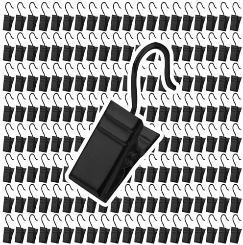 YIXNSW 200 Stück Vorhang Clips mit Haken, Gardinen Clips Schwarz, 32 x 9 x18 mm Gardinen klammern, Hängende Duschvorhänge Clip für Flagge, Stoff, Fotos, Karten