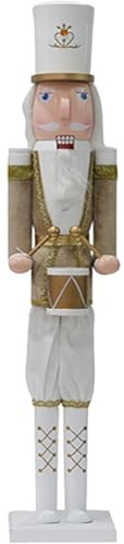 BAKAJI Soldat casse-noisette de Noël en bois géant - Hauteur 106 cm - Vêtements peints - Barbe et cheveux en peluche avec mécanisme fonctionnant - Décorations de Noël (Design 17)