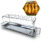 Gardenko Hähnchenschenkel Halter für 14 Keulen 45cm, Robuster Hähnchen Grill Ständer für Schenkel, Hähnchenkeulenhalter aus Edelstahl mit Auffangschale, Hähnchenbräter für Backofen, Spülmaschinenfest