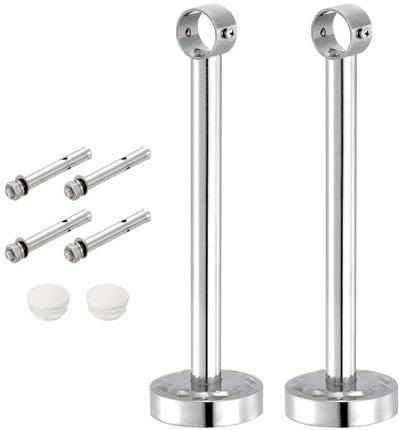 QUARKZMAN 4 Set 9.84 Supporto Bastone Tenda Soffitto Adatta a Tubo 1.02, Ganci Asta Bastoni per Tende Acciaio Inossidabile, Supporti Asta per Armadio per Asta per Tende Bagno, Argento