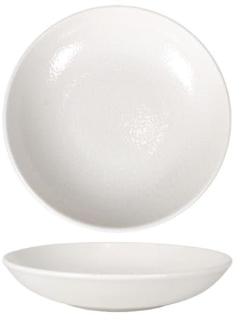 Service d'assiettes rondes de 6 pièces creuses et empilables, EMILY, plat à soupe, pâtes et salades en porcelaine blanche - Dimension: 23 x 4 cm