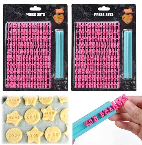 Pasdrucn Set di 300 timbri dell'alfabeto, con numero di lettere, per biscotti personalizzati, set di timbri per biscotti fai da te, decorazioni per torte e biscotti (A)