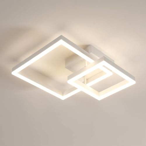 Osairous Plafoniera LED Soffitto Moderna, 36W 4050LM Lampada da Soffitto Quadrata Moderna, Plafoniera Luce Neutra 4500K in Acrilico per Soggiorno, Camera da Letto, Cucina, Bianco, 52 * 42 * 12CM
