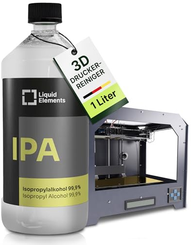 Liquid Elements 3D-Drucker Reinigungsalkohol Isopropanol 1L, 99,9% Reinheit | reinigt, entfettet rückstandslos, für 3D-Druckbett, Elektronik & PC-Hardware