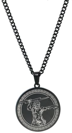 fycouyee Schmuck Edelstahl antike griechische Mythologie Olympus König der Götter Zeus Medaillon Anhänger Herren Halskette