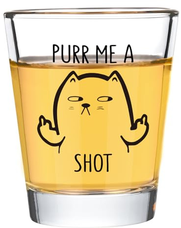 Futtumy Purr Me a Shot Glass Set, 2 OZ Cat Shot Glasses - Perfect for Cat Lovers, Funny Gift Ideal for Birthdays, Christmas