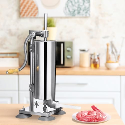 Poussoir à Saucisse en Acier Inoxydable, Poussoir Saucisse Manuel avec 4 Tubes de Différentes Tailles, pour Maison, Restaurant (Argent-4L)