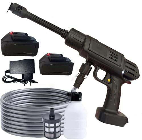dropulitrice Portatile a Batteria 48V con Doppia Batteria – 140W, 3L/min – Kit Lavaggio Auto, Moto, Bici, Giardino – Alta Pressione Senza Fili – Accessori Inclusi | Modello LT-902
