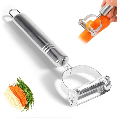 Nevoluxer 1 Pack Kartoffelschäler, Julienneschneider & Gemüseschäler mit julienne Schäler Funktion, Multifunktionaler Schäler für Gemüse und Obst mit ergonomischem Griff und langlebiger Klinge