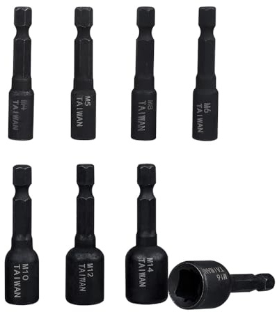 Treki 8 Stück Gewindebohrer Adapter M4-M16 Gewindeschneider Halter mit 1/4 Zoll Sechskantschaft, Gewindebohrer Stecknuss Adapter Vierkant auf Sechskant für Akkuschrauber Bohrmaschine