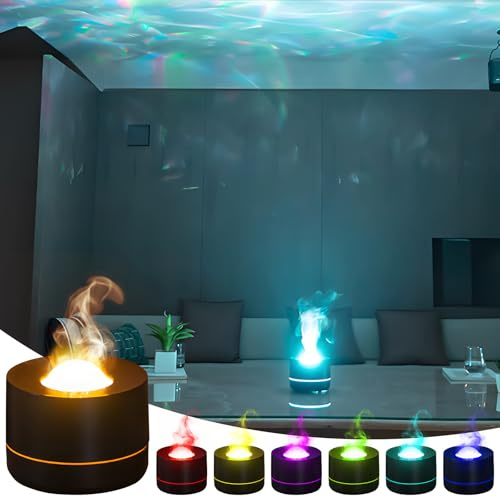 Bindokun Flammen Aroma Diffuser - Projektor Diffuser für Ätherische Öle, 7 Farben LED Duftlampe, Aromatherapie Diffusor mit automatischer Abschaltfunktion für Zuhause Büro