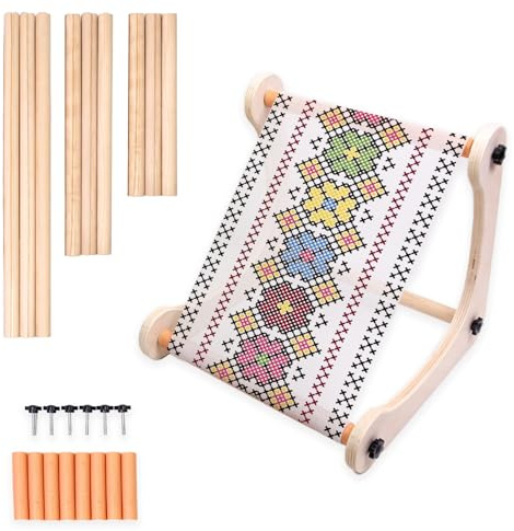 Soporte Bordado Ajustable de Madera, Bastidor de Bordado Rectangular para Mesa o Regazo, Soporte Bastidores para Punto de Cruz, Accesorio Costura para Manualidades Herramienta Costura para Hogar Viaje