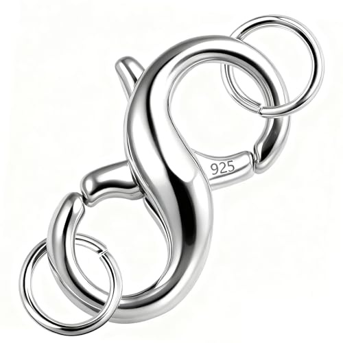 925 Sterling Silber Kettenverschluss, Doppel Karabinerverschluss Halskettenverschluss Silber, Kettenverlängerung, Schmuck Verschlüsse für Armband Halsketten DIY Schmuckherstellung