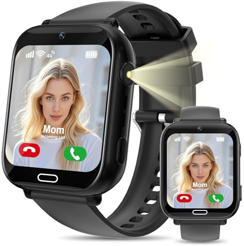 Ignovate Smartwatch Kinder mit GPS und Telefon, 4G Kinder Smartwatch Uhr mit Videoanrufen, Voice Chat, SOS, Spiele, Wecker, Schulmodus, Taschenlampe, Smart Watch für Jungen Mädchen 4-16 Jahre