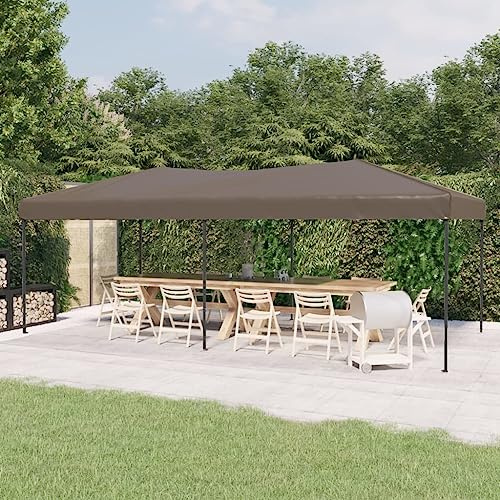 Tente de Réception Pliable, Chapiteau de Jardin Extérieur, Tonnelle Pliante 3x6 m avec Toit Oxford 210D, Structure Acier Résistant, Terrasse, Camping, Événements,Taupe, 580 x 292 x 245 cm