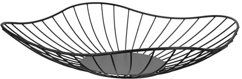 DIYEAH Frutero Negro de Metal Pequeño Diseño Calado Cesta para Frutas y Aperitivos para Encimera de Cocina Frutero Moderno Multifuncional para Almacenamiento y Decoración