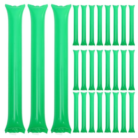 DECORNIJIA 100pcs Inflatable Thunder Sticks Green Sports Cheering Noise Maker Sticks for School Matches and Team Spirit Events