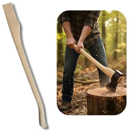 Sizi Axe Handle 36 Inch Replacement | Long Beech Wood Wooden Shaft with Fawn-Foot Grip & Teardrop Eye End, Natural Sanded Handle – Wood Splitting, Forestry, Camping & DIY