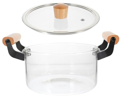 INOOMP Soupière en Verre Transparente 2,5 L Couvercle Ergonomique pour Cuisson Saine sur Plaques à Induction