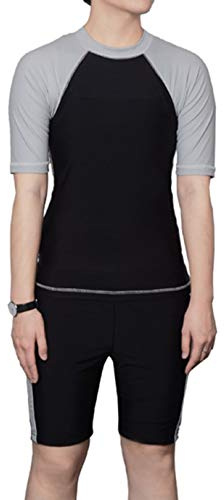 BaronHong Trans Lesbian Tomboy Pecho Binder Set de baño de Secado rápido Top Top + Pantalones de natación (Negro, L)