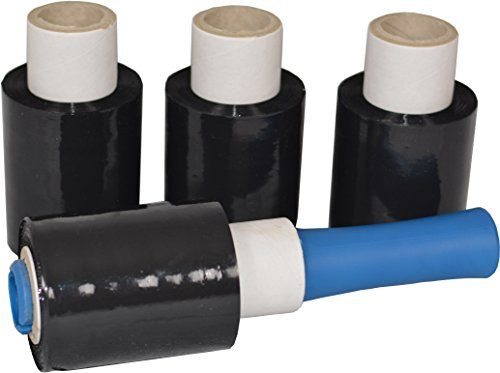 Freiziel® 40 Mini-Rollen + Abroller Beste-Folie Stretchfolie 23my 100mmx150m - 0,370 Kg Handfolie Wickelfolie (schwarz)