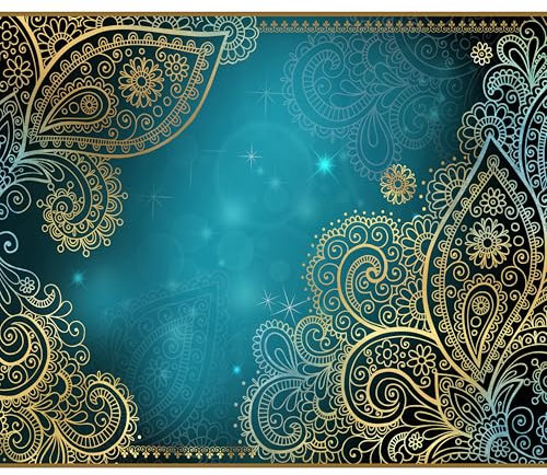 decomonkey - Papier Peint Panoramique Baroque Moderne 350x256 cm - Décoration murale moderne – Tapisserie décorative pour chambre salon - Modèle baroque orienter les ornements fond vintage rétro