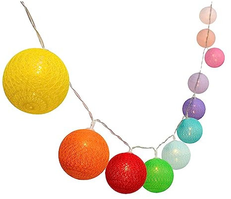 LUMI JARDIN Guirnalda con bolas de algodón 3.8M MIMY COLORS SOLAR Multicolor, Talla unica